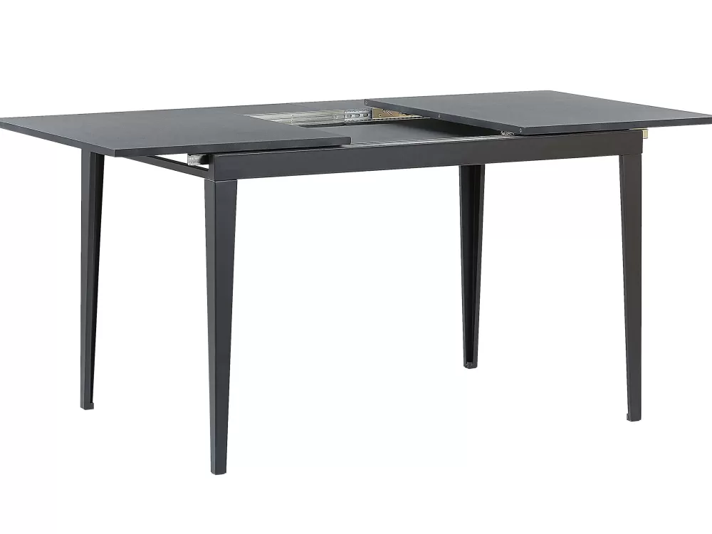 Beliani - Tavolo da Pranzo Allungabile Moderno in Nero, Regolabile da 120 a 160 cm x 80 cm - Design Pratico Norley per Spazi Versatili