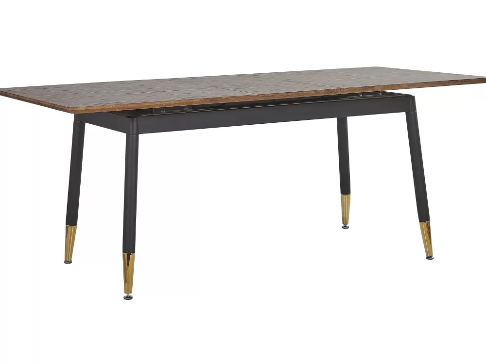Beliani Tavolo da Pranzo Estendibile in Legno Scuro/Opaco 160/200x90 cm - Design Elegante California per la Tua Sala da Pranzo