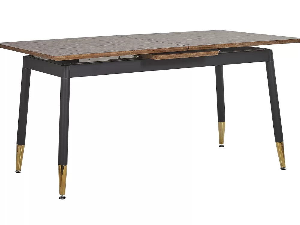 Beliani Tavolo da Pranzo Estendibile in Legno Scuro/Opaco 160/200x90 cm - Design Elegante California per la Tua Sala da Pranzo