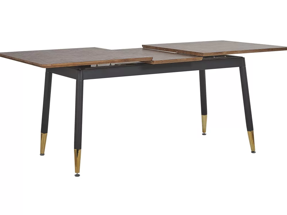 Beliani Tavolo da Pranzo Estendibile in Legno Scuro/Opaco 160/200x90 cm - Design Elegante California per la Tua Sala da Pranzo