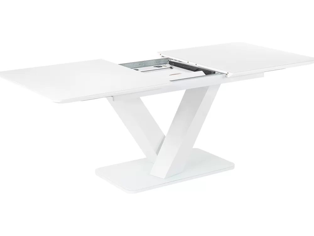 Beliani Tavolo da Pranzo Estendibile Bianco L.160/200 x P.90 cm - Linea Saltum in Offerta Speciale