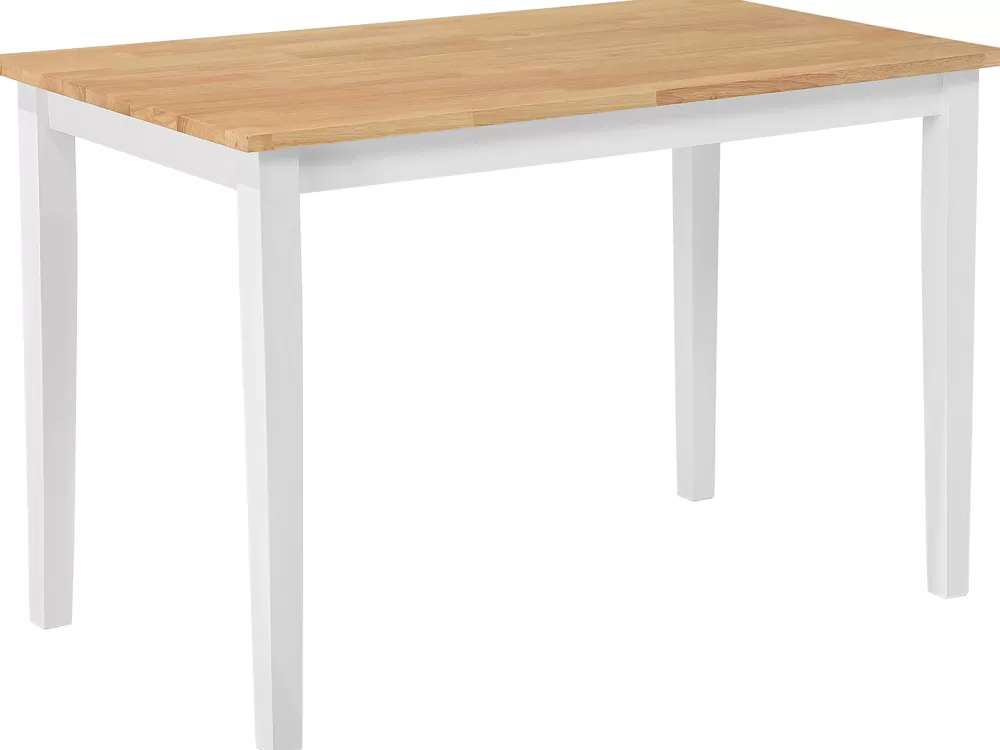 Beliani Tavolo da Pranzo in Legno Gomma Naturale, Design Scandinavo Bianco e Chiaro - Dimensioni 114x68 cm Collezione Georgia