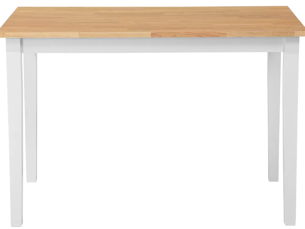 Beliani Tavolo da Pranzo in Legno Gomma Naturale, Design Scandinavo Bianco e Chiaro - Dimensioni 114x68 cm Collezione Georgia