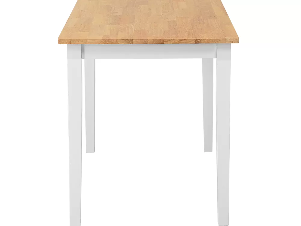 Beliani Tavolo da Pranzo in Legno Gomma Naturale, Design Scandinavo Bianco e Chiaro - Dimensioni 114x68 cm Collezione Georgia