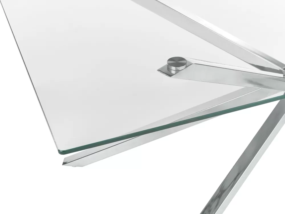 Elegante Tavolo da Pranzo Beliani in Vetro con Struttura in Acciaio Argento 160x90 cm - Design Moderno Cora per Soggiorno o Sala da Pranzo