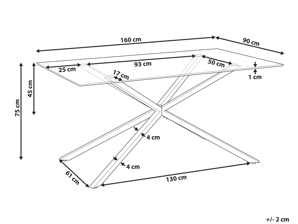 Elegante Tavolo da Pranzo Beliani in Vetro con Struttura in Acciaio Argento 160x90 cm - Design Moderno Cora per Soggiorno o Sala da Pranzo