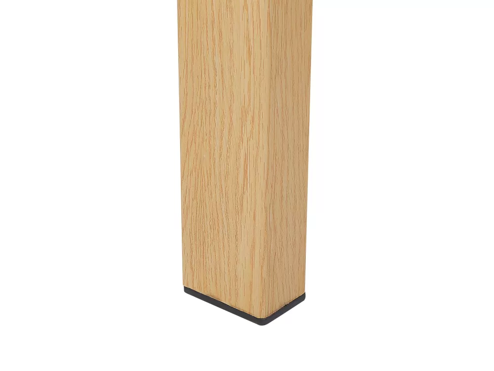 Beliani Tavira - Tavolo da pranzo contemporaneo con base metallica e piano in vetro, finiture in legno chiaro 130x80 cm