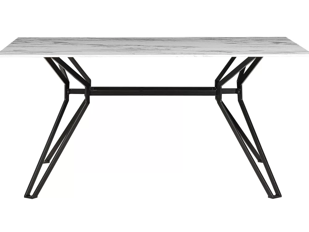 Tavolo da Pranzo Elegante Beliani in Ferro con Effetto Marmo Bianco e Nero, Dimensioni 160x90 cm - Collezione Ballina