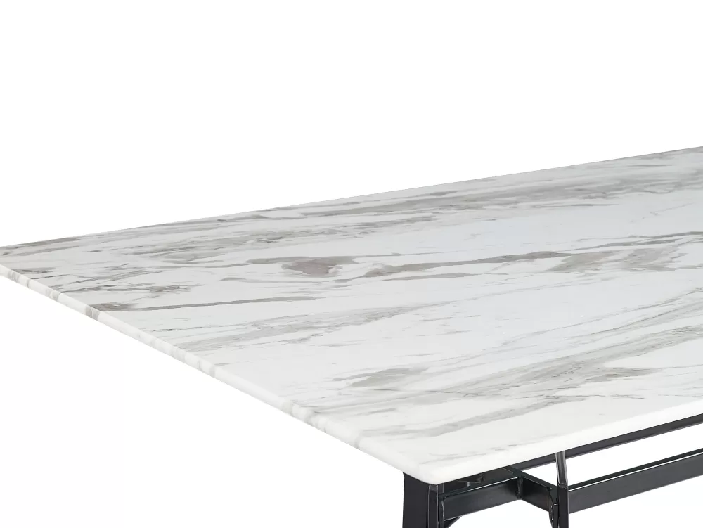 Tavolo da Pranzo Elegante Beliani in Ferro con Effetto Marmo Bianco e Nero, Dimensioni 160x90 cm - Collezione Ballina