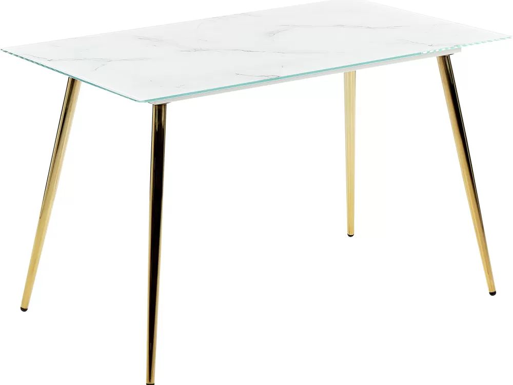 Tavolo da pranzo Beliani stile moderno con base metallica e dettagli marmorizzati - Bianco/Dorato 120x70 cm - Linea Mulga prezzo vantaggioso