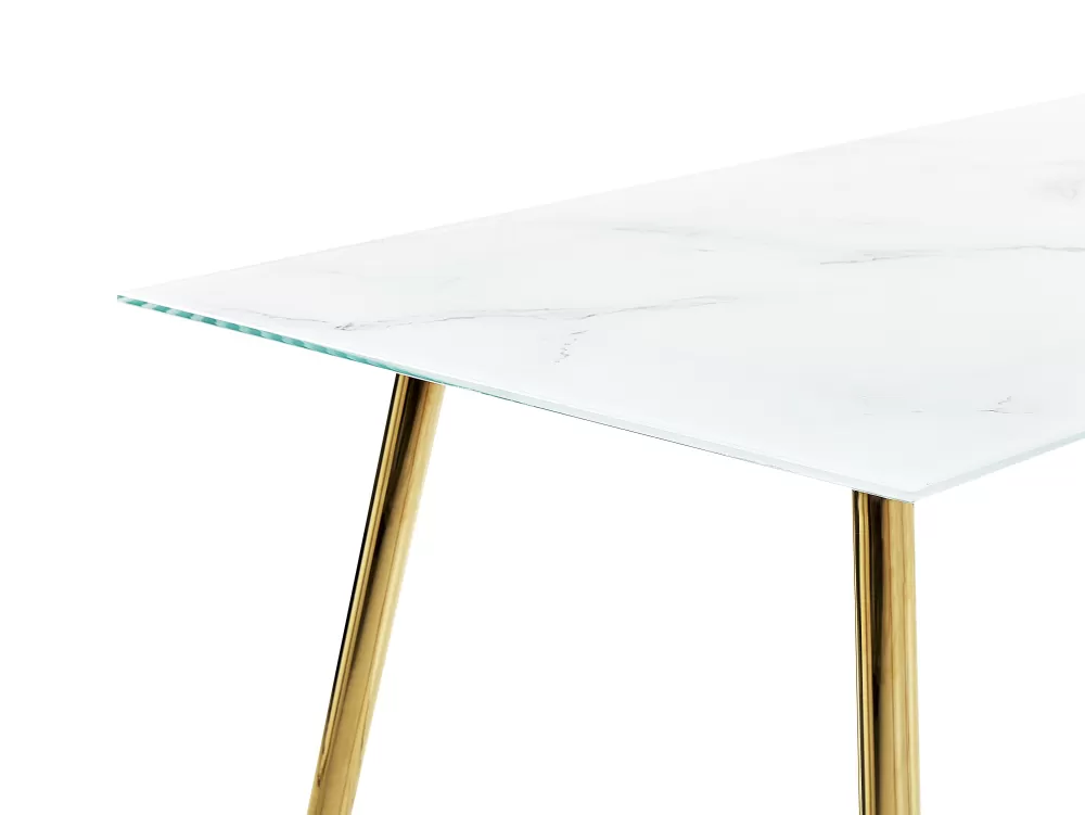 Tavolo da pranzo Beliani stile moderno con base metallica e dettagli marmorizzati - Bianco/Dorato 120x70 cm - Linea Mulga prezzo vantaggioso