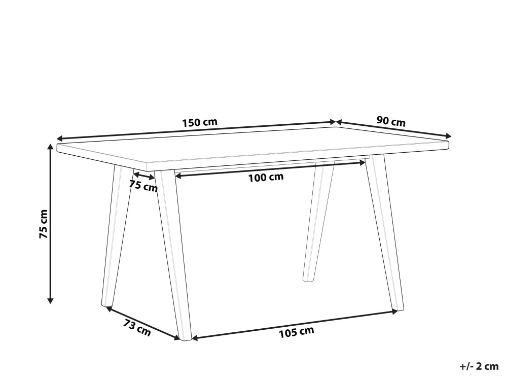 Beliani Tavolo da Pranzo in Legno Chiaro con Finitura Bianca, 150 cm x 90 cm, Design Lenister - Qualità Premium a Prezzo Accessibile