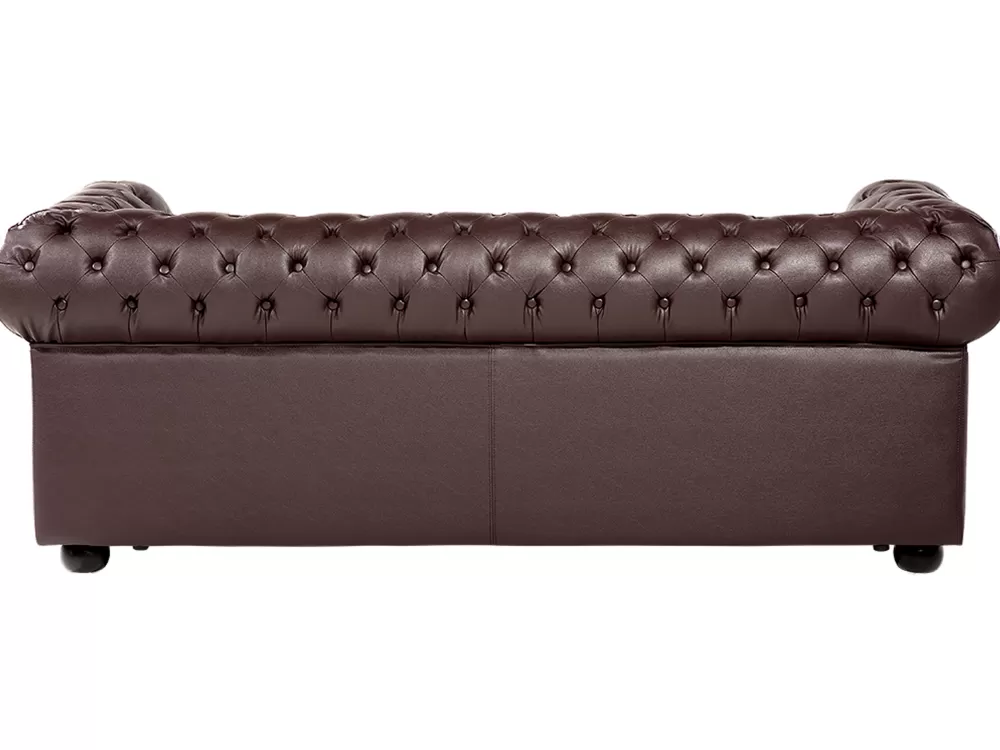 Beliani Divano in Pelle Marrone con 3 Posti - Design Classico Chesterfield, Comfort Premium