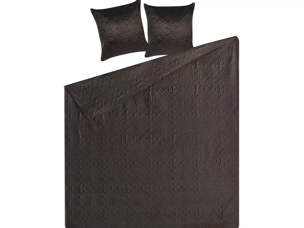Set Lenzuola King Size in Tonalità Cioccolato - Design a Rilievo Avvolgente Beliani Rayen 220x240 cm - Completo Copripiumino con Effetto Tridimensionale