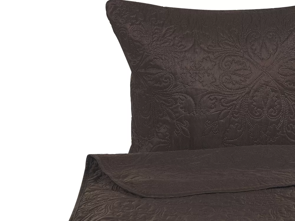Set Lenzuola King Size in Tonalità Cioccolato - Design a Rilievo Avvolgente Beliani Rayen 220x240 cm - Completo Copripiumino con Effetto Tridimensionale