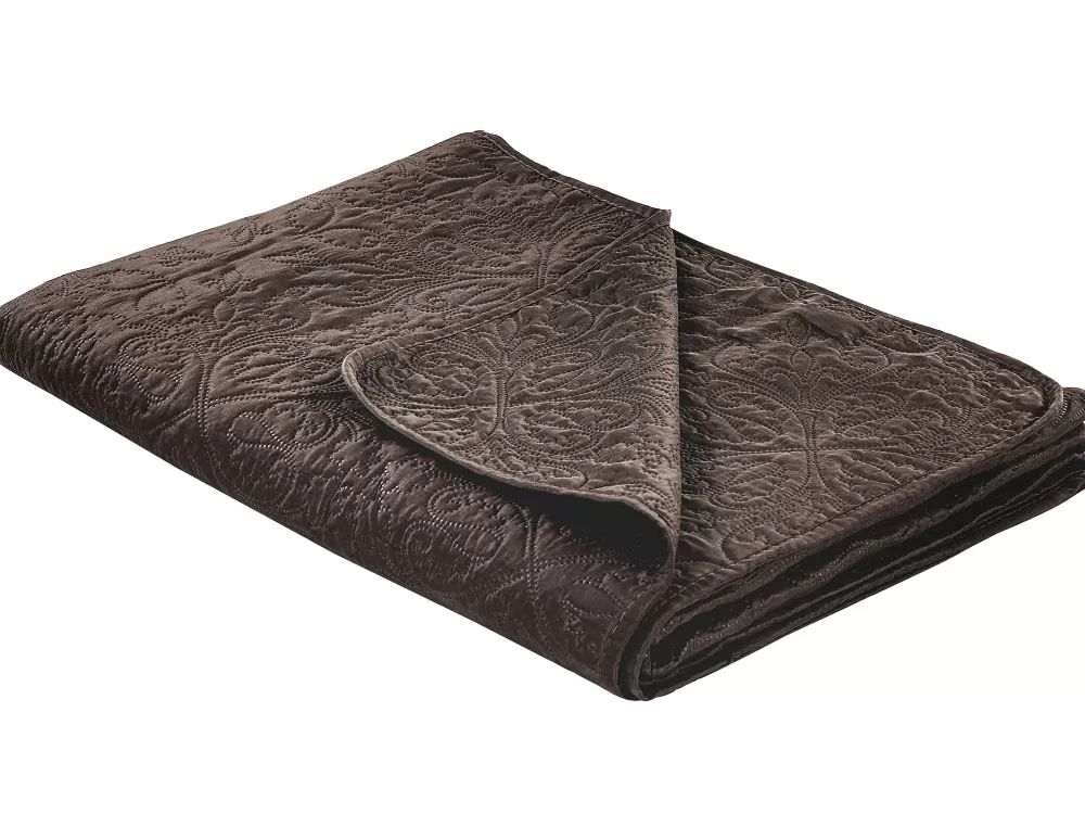 Set Lenzuola King Size in Tonalità Cioccolato - Design a Rilievo Avvolgente Beliani Rayen 220x240 cm - Completo Copripiumino con Effetto Tridimensionale