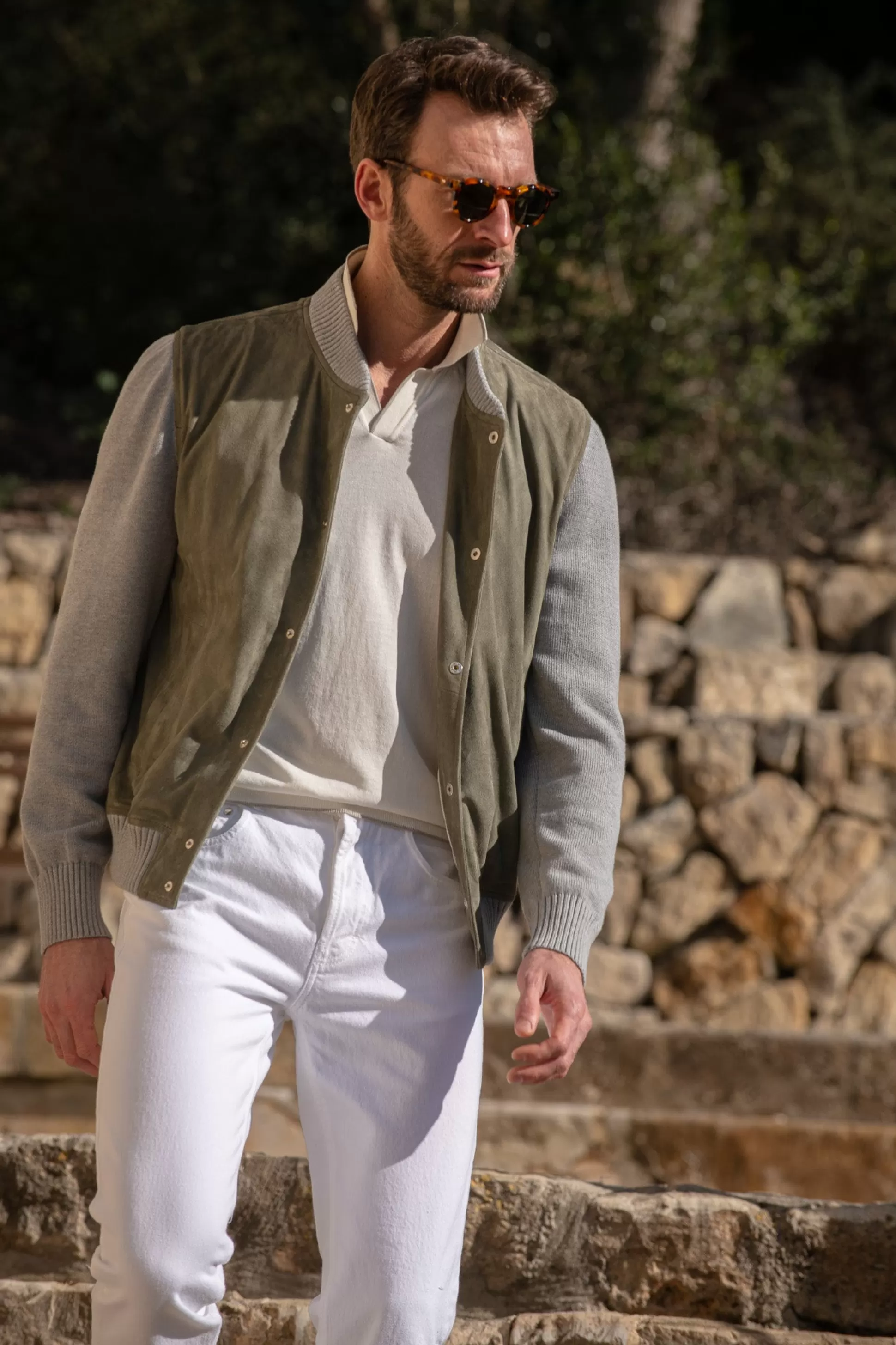 Pini Parma - Bomber in Maglia con Dettaglio Suede | Prodotto in Italia, Stile Elegante a Prezzo Conveniente