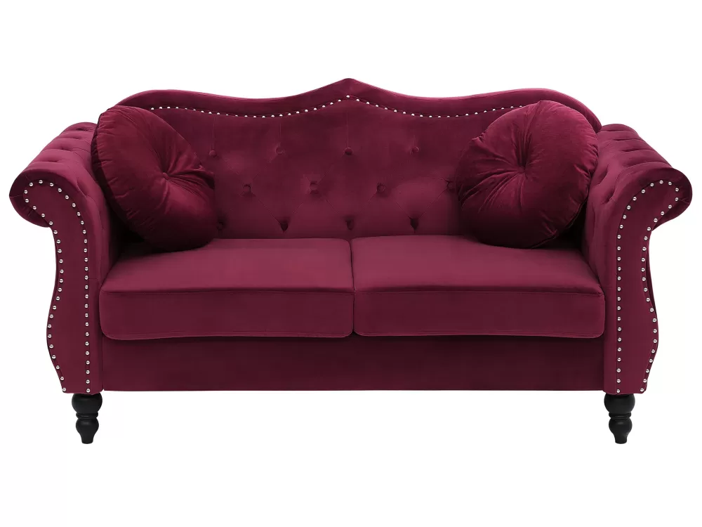 Divano in Velluto Rosso Beliani - Set Elegante per il Soggiorno con Skien