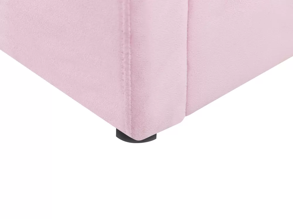 Beliani Anet - Cassettiera in tessuto vellutato rosa pastello per cameretta, 90 x 200 cm, soluzione compatta con rivestimento morbido