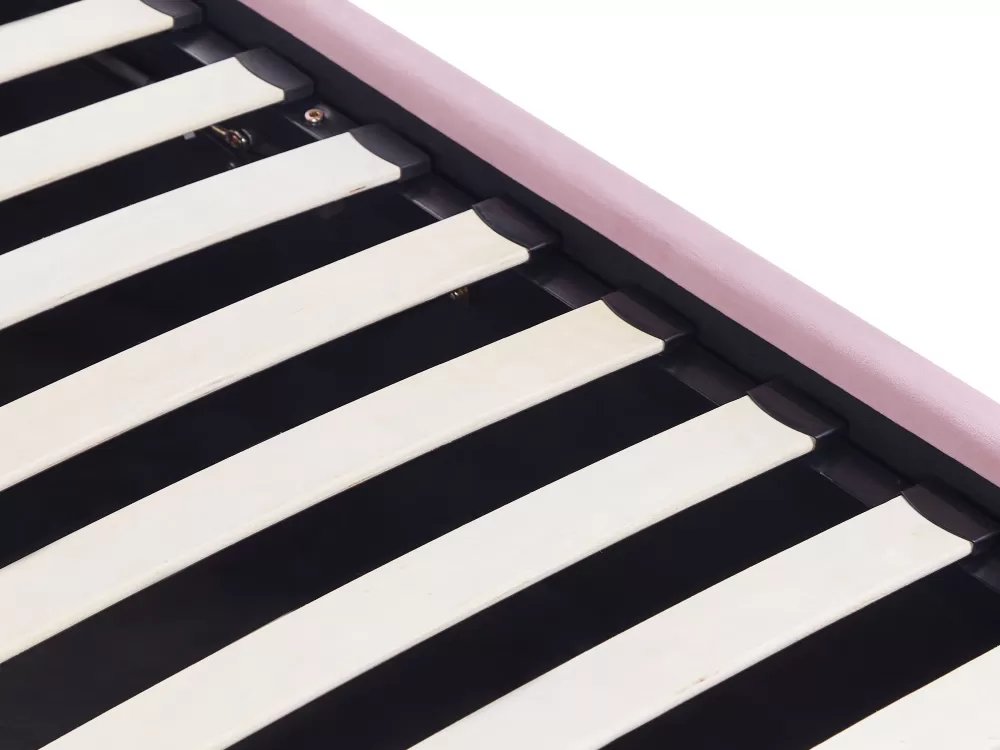 Beliani Anet - Cassettiera in tessuto vellutato rosa pastello per cameretta, 90 x 200 cm, soluzione compatta con rivestimento morbido