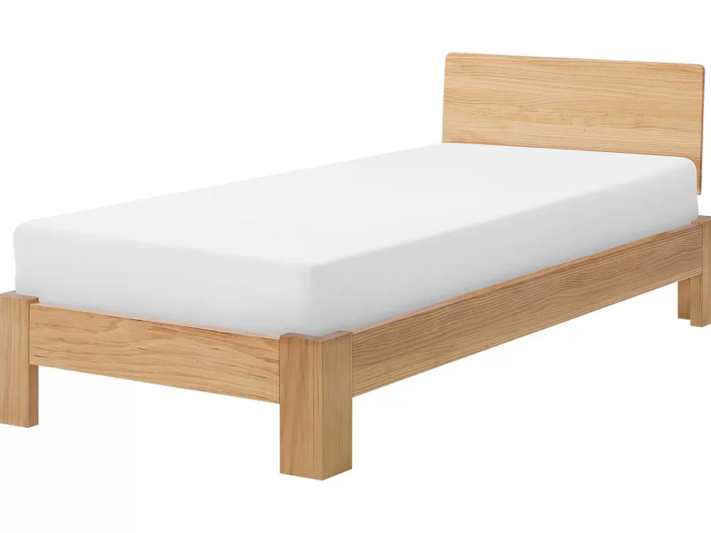 Beliani Letto Matrimoniale Royan in Legno Naturale 90x200 - Design Scandinavo Moderno con Struttura Sospesa