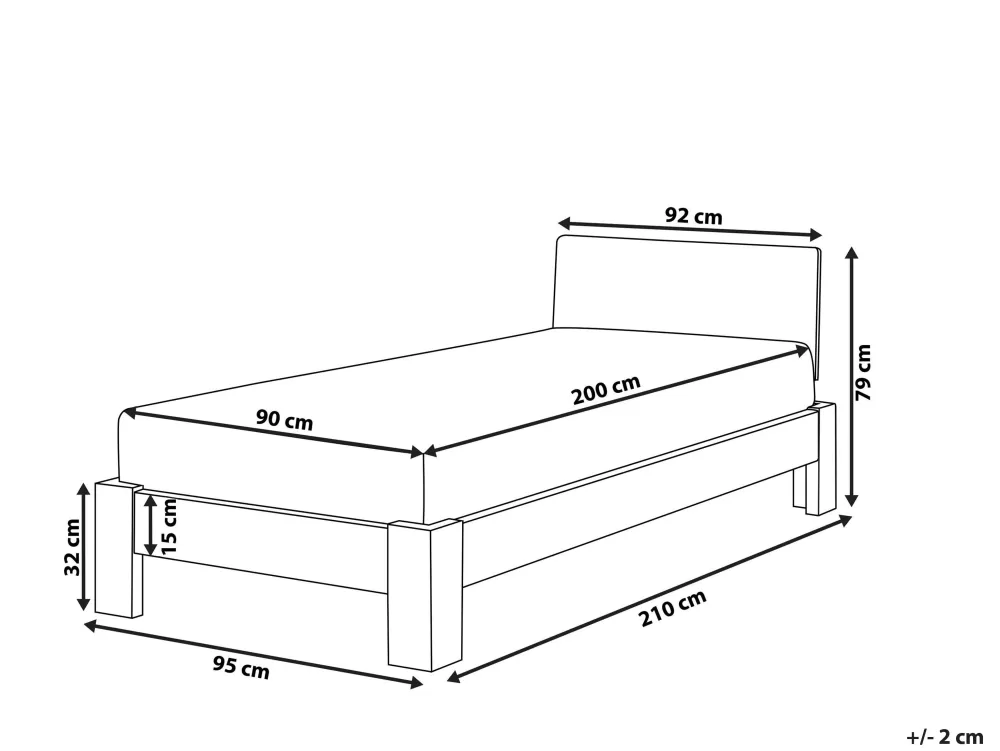Beliani Letto Matrimoniale Royan in Legno Naturale 90x200 - Design Scandinavo Moderno con Struttura Sospesa