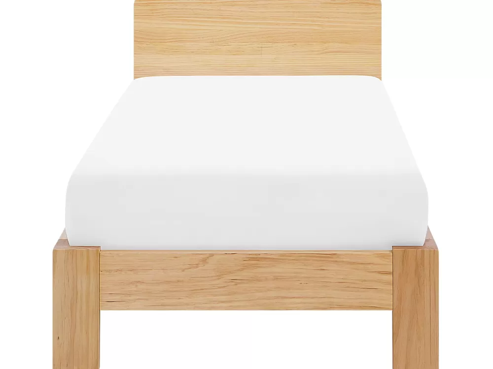Beliani Letto Matrimoniale Royan in Legno Naturale 90x200 - Design Scandinavo Moderno con Struttura Sospesa