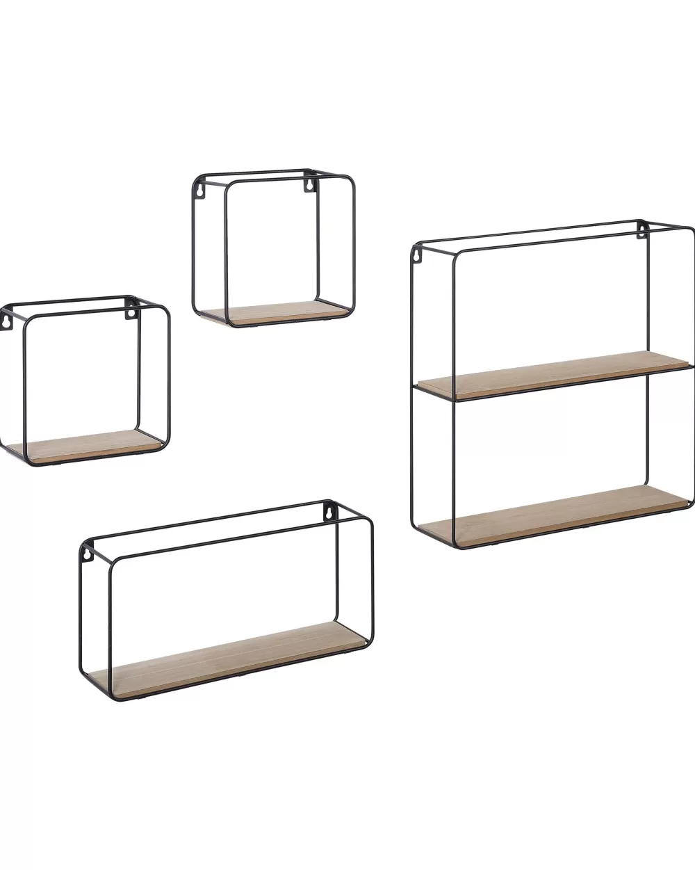 Beliani in Offerta: Ripiano da Parete a 5 Livelli con Struttura in Metallo e Legno Chiaro - Set Completo da 4 Pezzi, Design Moderno Brito