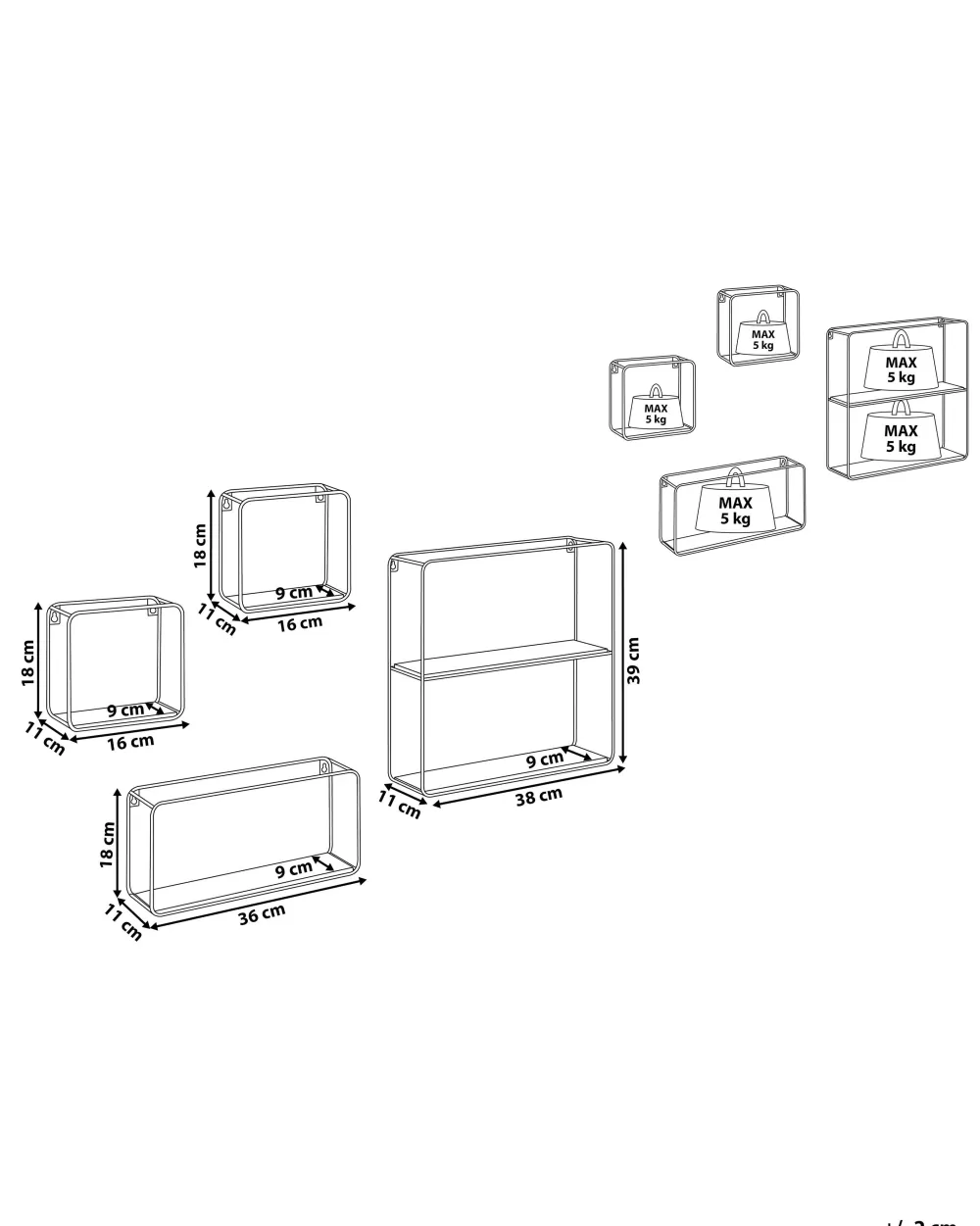 Beliani in Offerta: Ripiano da Parete a 5 Livelli con Struttura in Metallo e Legno Chiaro - Set Completo da 4 Pezzi, Design Moderno Brito
