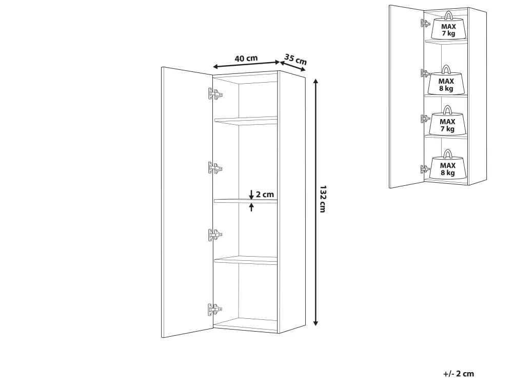 Beliani Armadio a Muro Moderno con 4 Ripiani, Grigio Antracite – Design Funzionale per Oggetti e Accessori