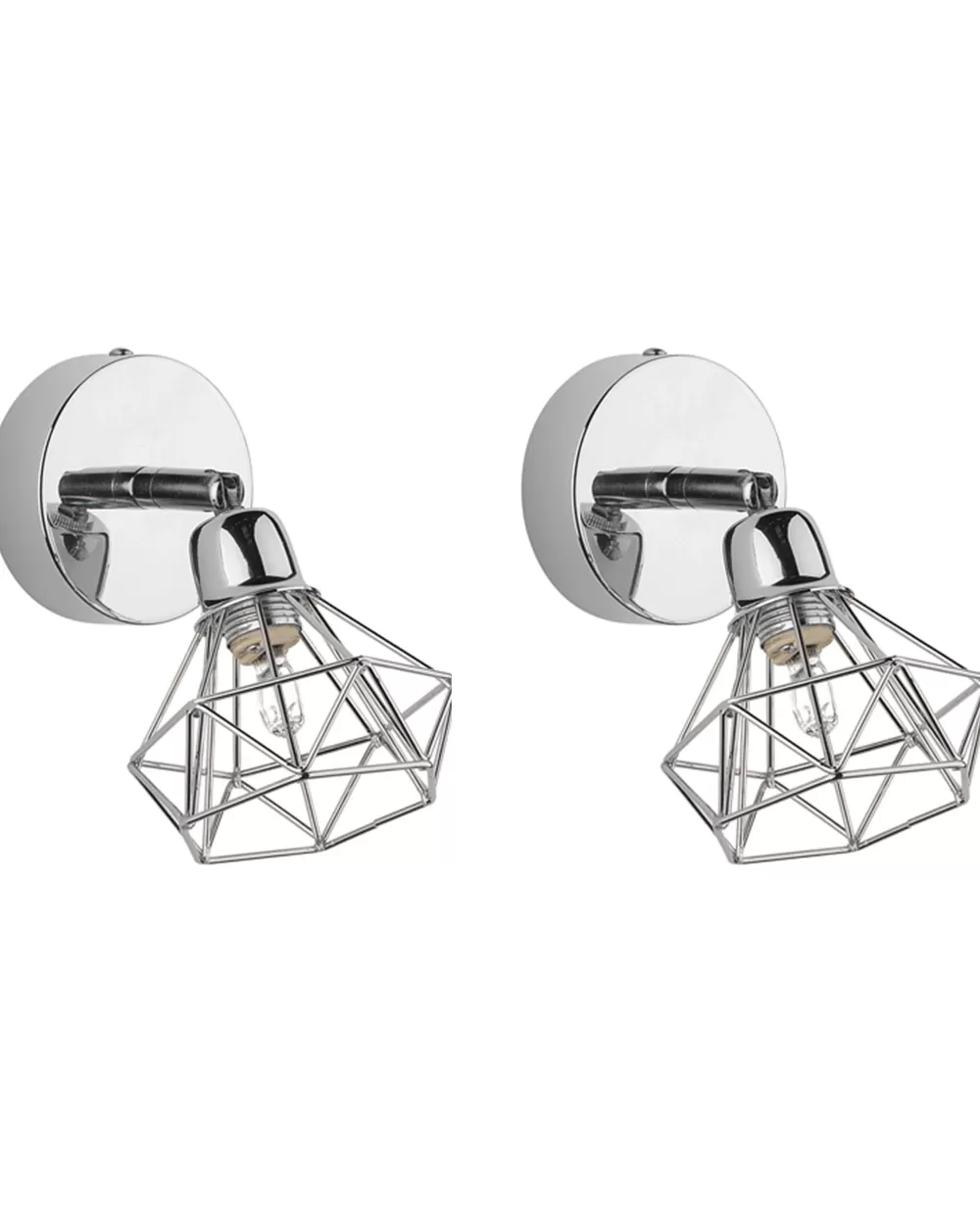 Beliani - Coppia di Plafoniere Moderne in Metallo Lucido Argentato, Design Elegante - Modello Erma