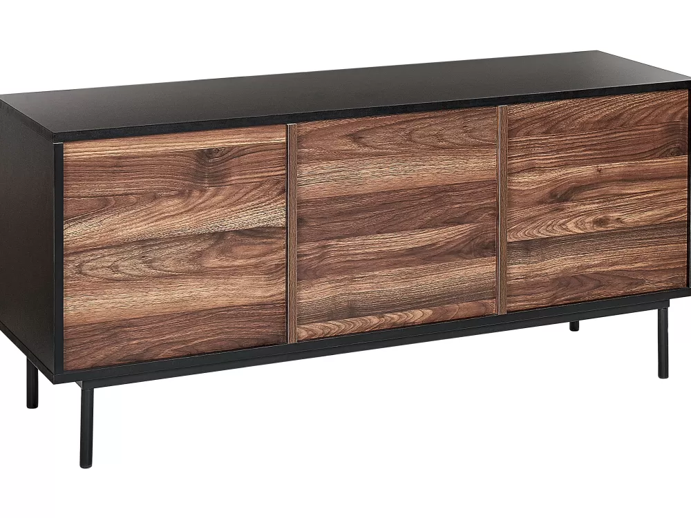 Beliani Senkki: Contenitore con 2 Cassetti e 2 Ante in Tonalità Legno Scuro/Nero Quercia - Soluzione di Archiviazione Elegante