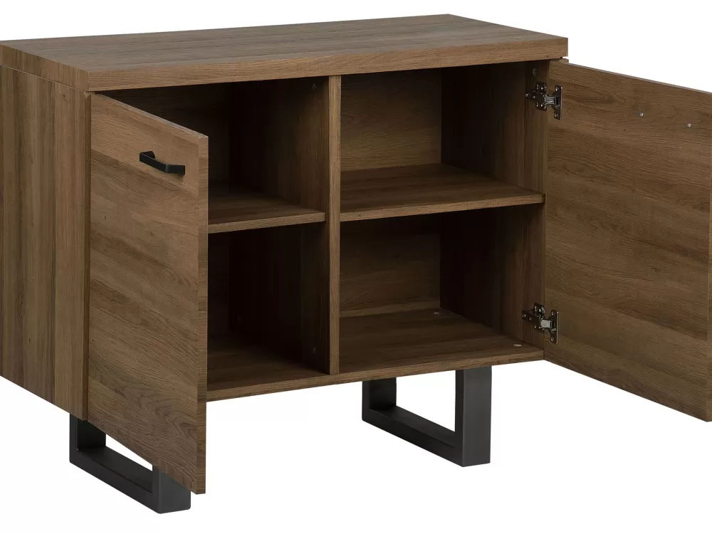 Armadio Beliani 2 Ante con 4 Ripiani, Design Moderno in Legno Scuro per un Look Naturale e Funzionale