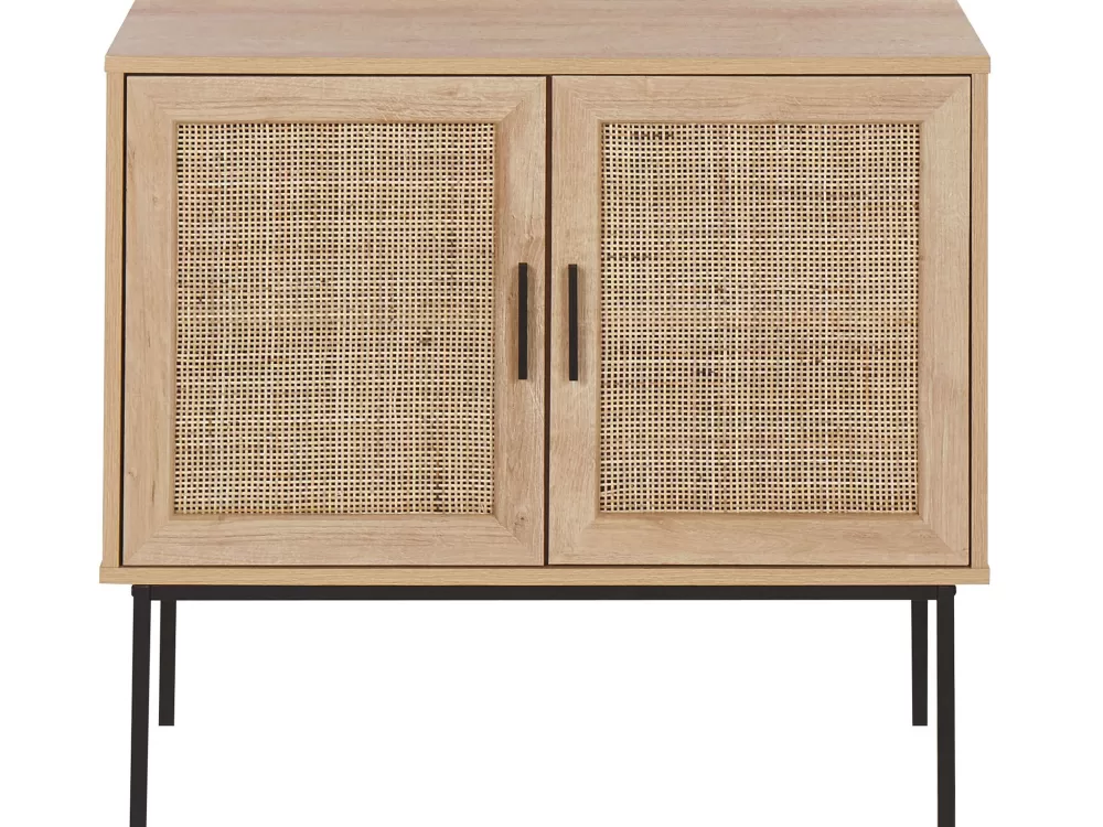 Beliani Mobiletto Senkki con 2 Ante e 4 Ripiani, Design Moderno in Legno Chiaro - Linea Pasco per Organizzazione Funzionale