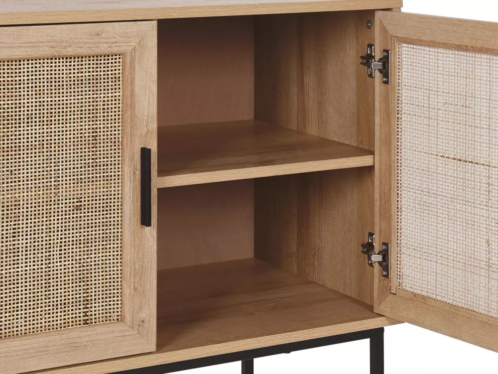 Beliani Mobiletto Senkki con 2 Ante e 4 Ripiani, Design Moderno in Legno Chiaro - Linea Pasco per Organizzazione Funzionale