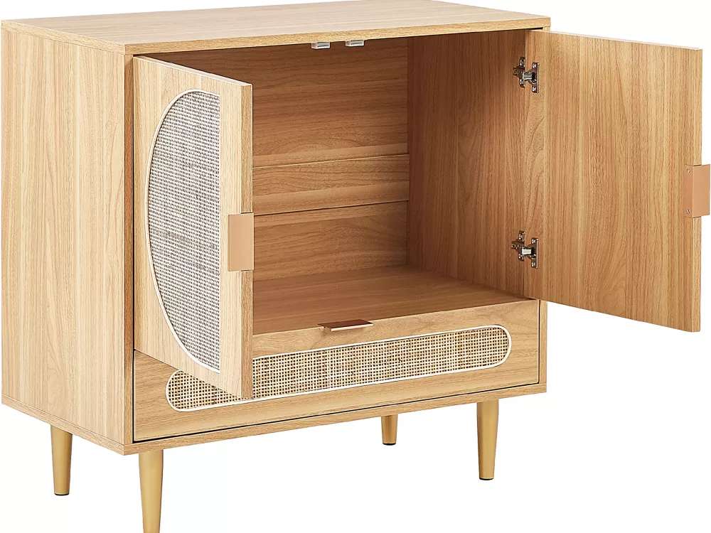Elegante Scatola con Ante Beliani, Design Moderno in Legno Chiaro - Soluzione di Arredamento per Soggiorno o Camera da Letto