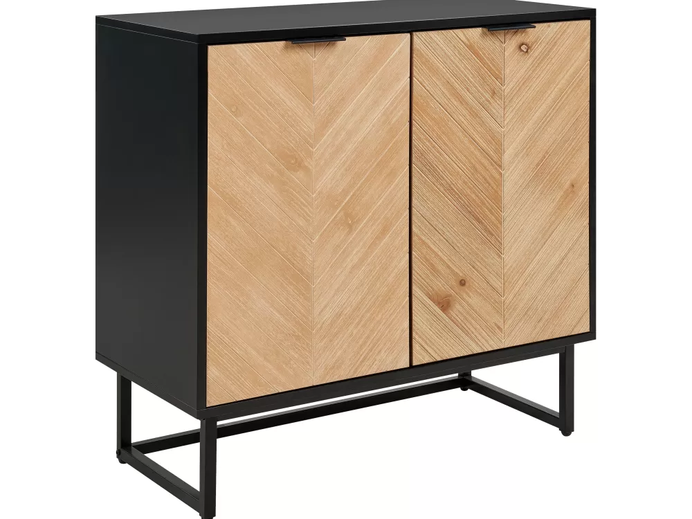 Armadio Beliani Senkki 2 Ante - Design Moderno in Legno Alaska, Disponibile nelle Tinte Nero e Chiaro