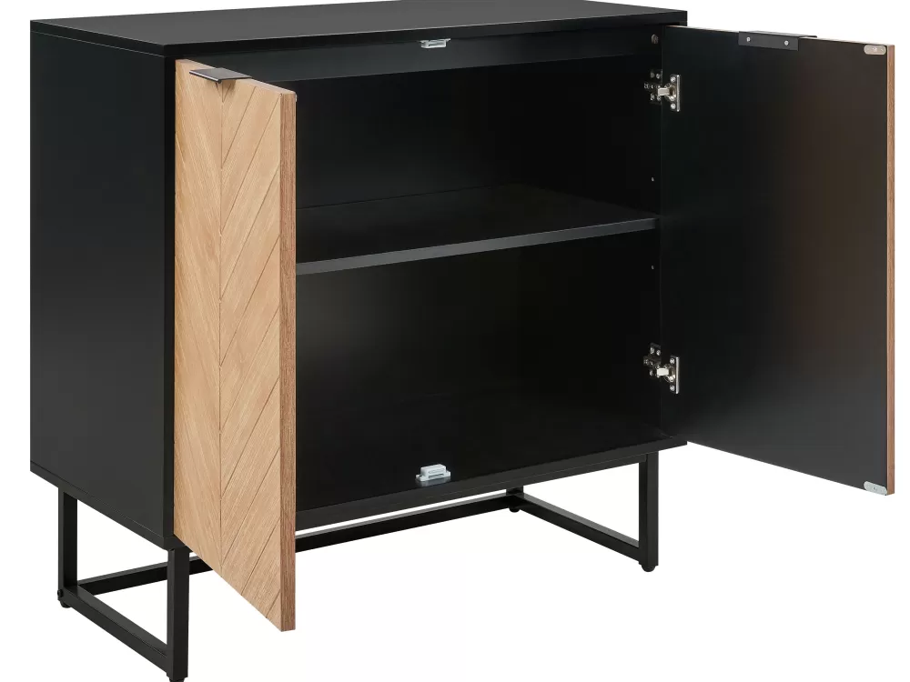 Armadio Beliani Senkki 2 Ante - Design Moderno in Legno Alaska, Disponibile nelle Tinte Nero e Chiaro