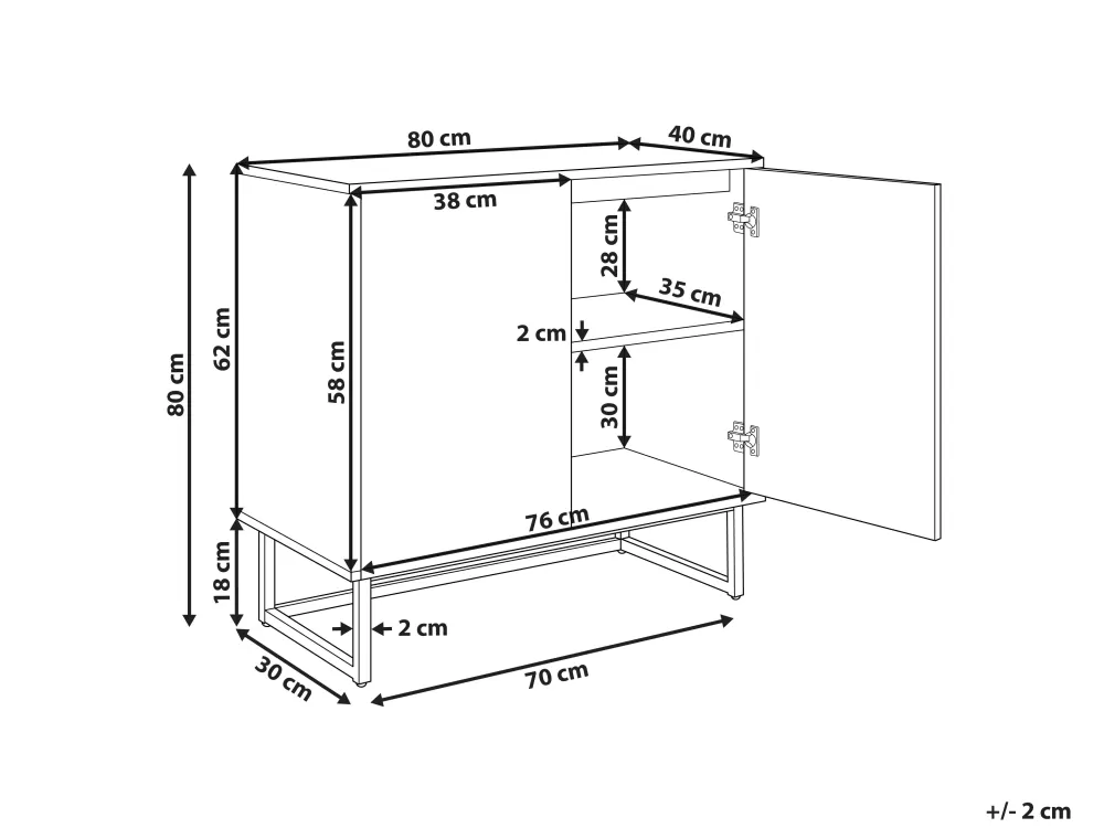 Armadio Beliani Senkki 2 Ante - Design Moderno in Legno Alaska, Disponibile nelle Tinte Nero e Chiaro
