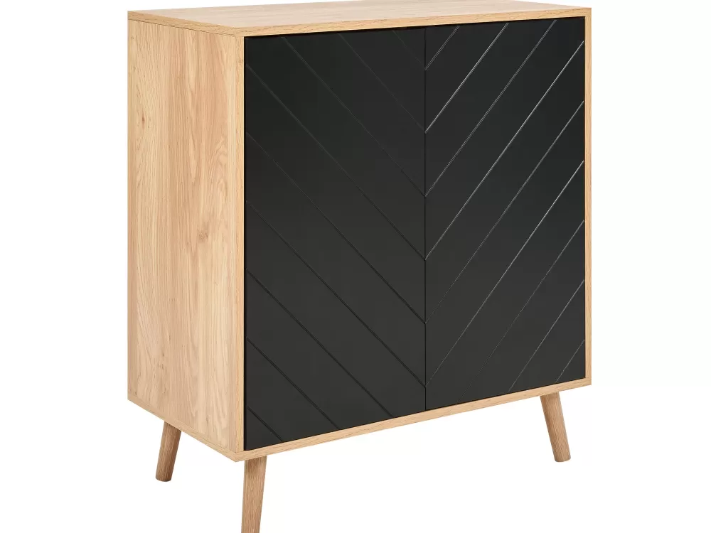 Armadio Beliani Senkki 2 Ante - Design Elegante in Legno Chiaro Naturale o Finitura Nera Opaca