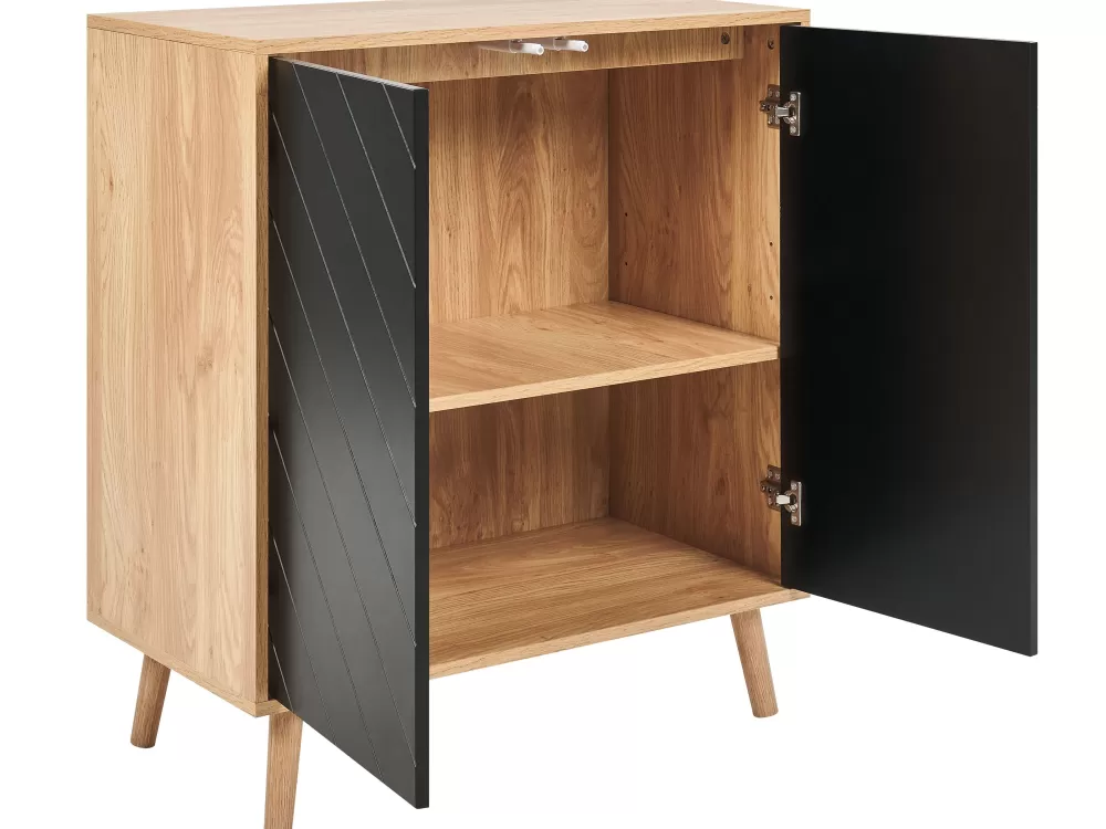 Armadio Beliani Senkki 2 Ante - Design Elegante in Legno Chiaro Naturale o Finitura Nera Opaca