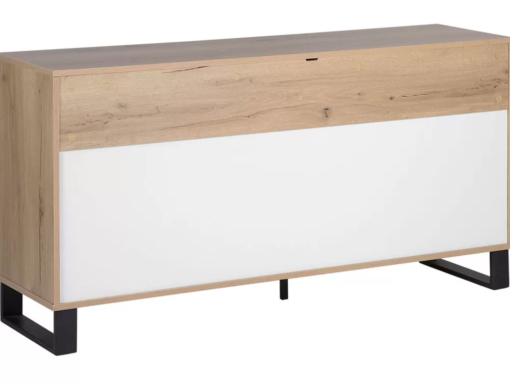 Cassettiera Pratica Modello Senkki di Beliani con 3 Cassetti e 2 Ante in Legno Chiaro - Design Funzionale Collezione Elda