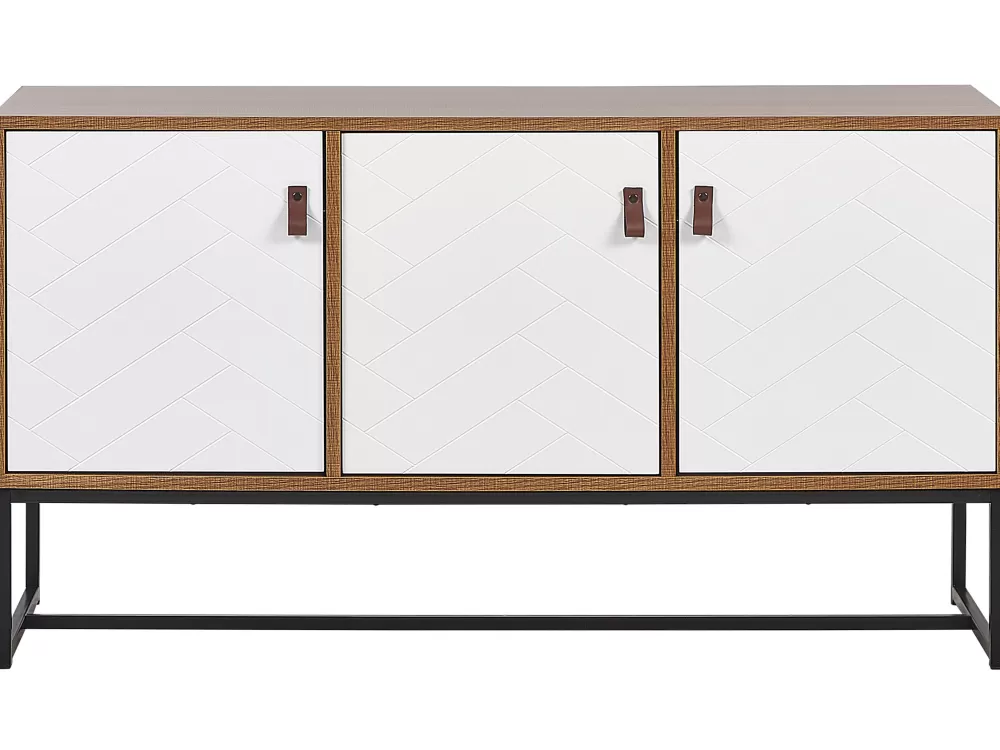 Beliani Design Porta 3 Ante Moderna in Legno Chiaro-Bianco, Finitura Opaca per Interni Nuova Collezione