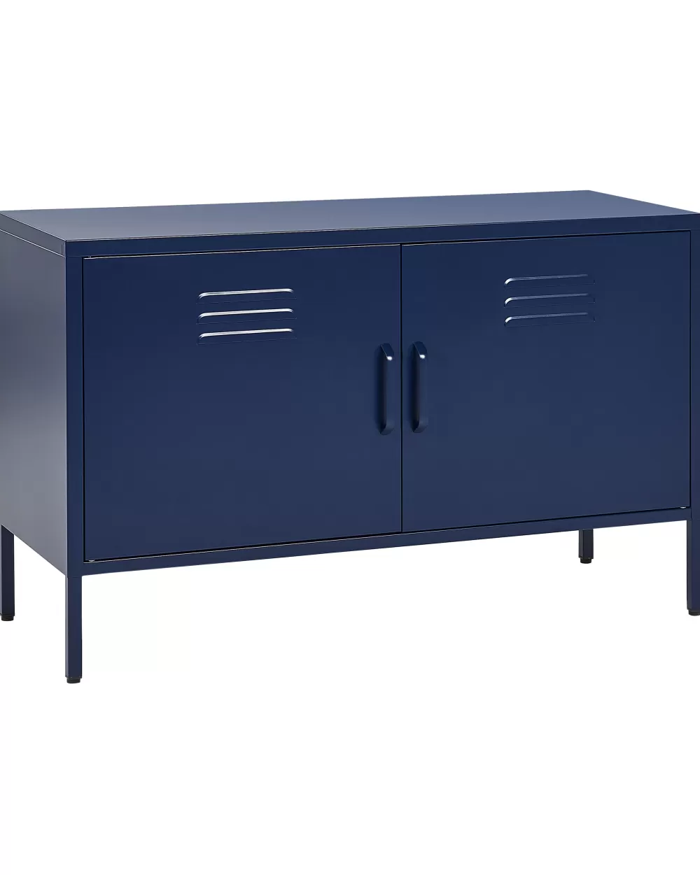 Armadio Moderno con 2 Ante e 2 Ripiani in Acciaio - Design Contemporaneo Blu Marino Elegante Beliani, Soluzione di Archiviazione Compatta Perfetta per Arredamenti Moderni