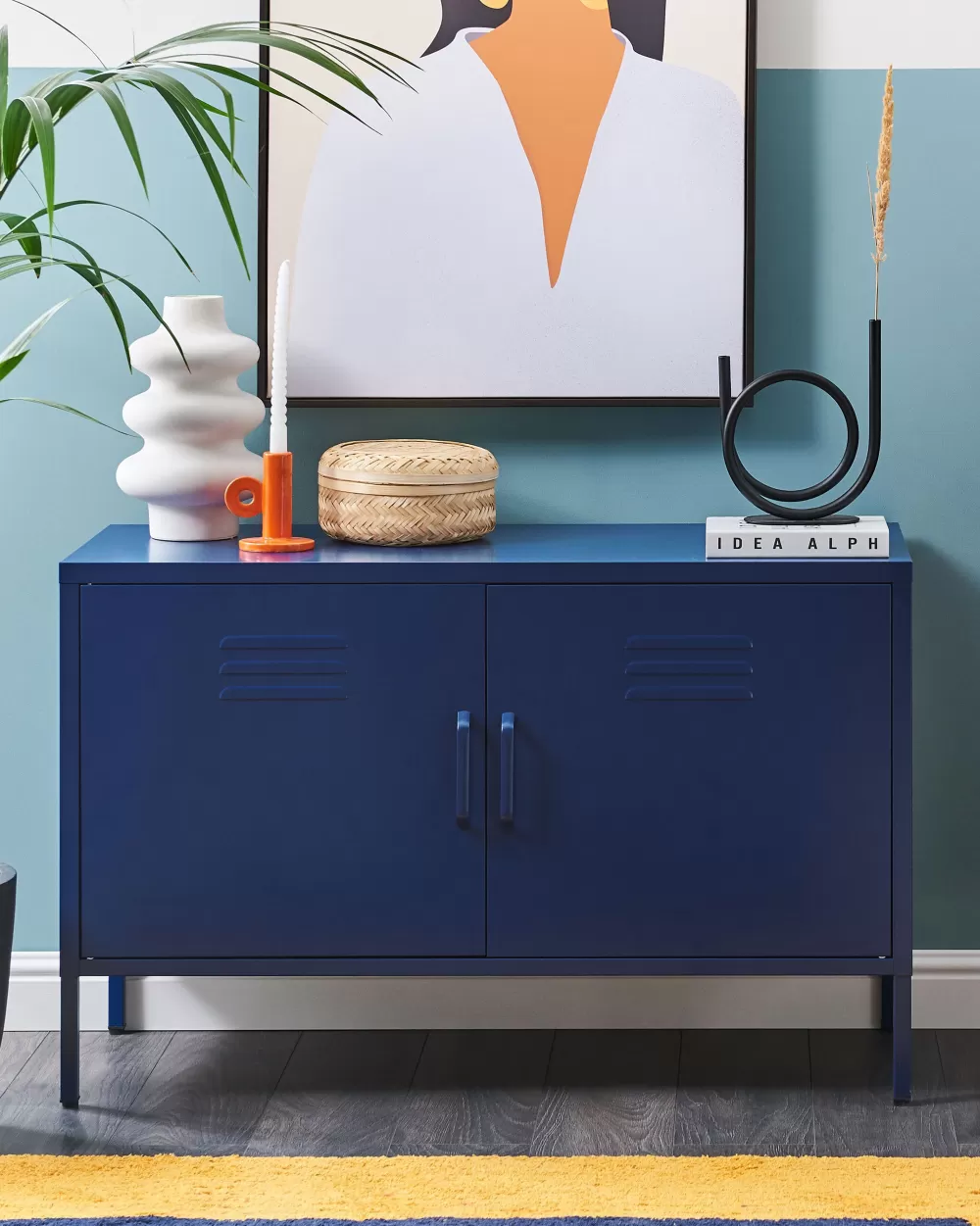 Armadio Moderno con 2 Ante e 2 Ripiani in Acciaio - Design Contemporaneo Blu Marino Elegante Beliani, Soluzione di Archiviazione Compatta Perfetta per Arredamenti Moderni
