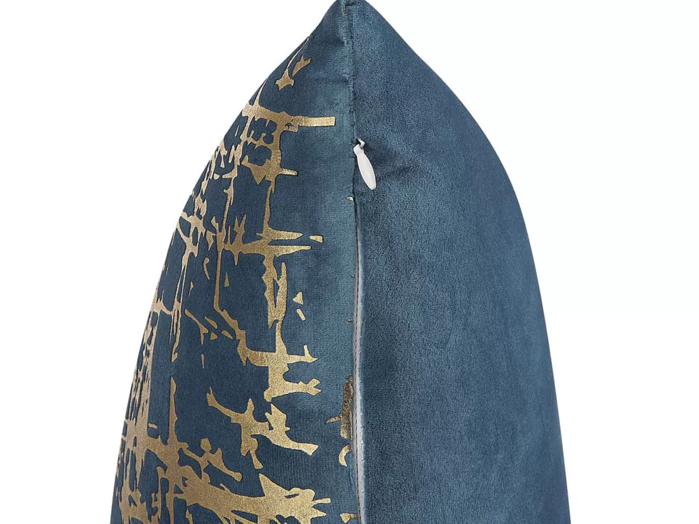 Beliani Coppia di Cuscini Decorativi in Blu Oltremare con Ricami Dorati - 45x45 cm per un Tocco di Eleganza Gardenia