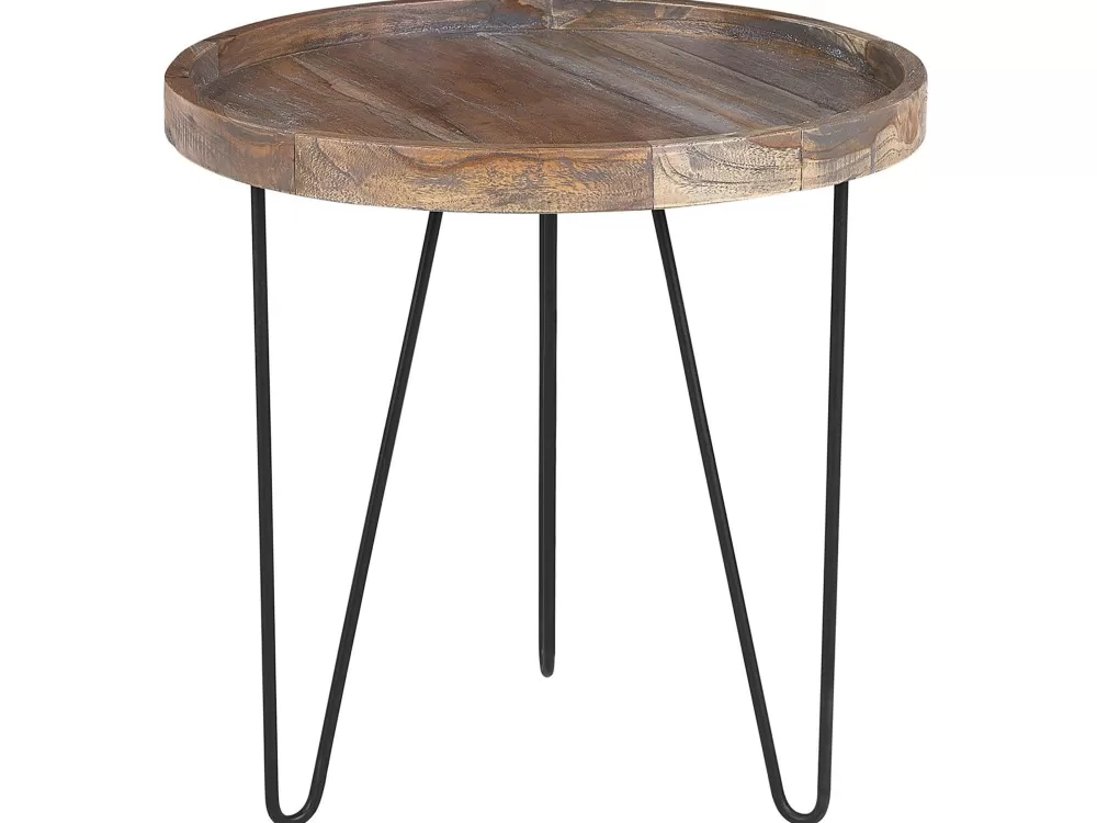 Tavolino laterale Beliani modello Tiikki - struttura in legno scuro con dettagli neri, design moderno e compatto per interni