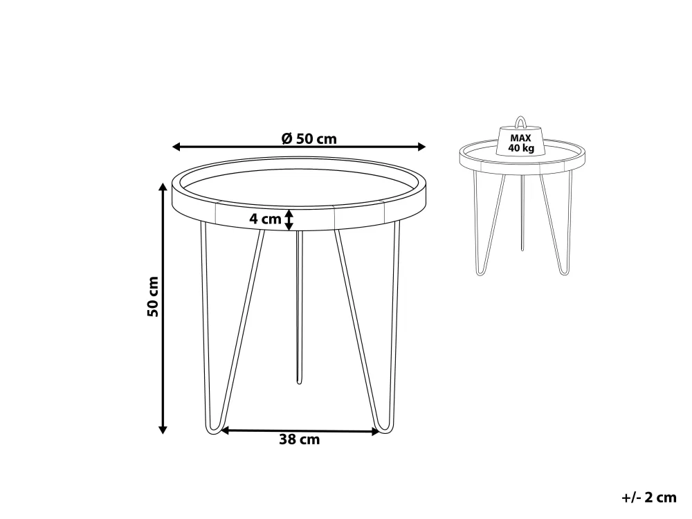 Tavolino laterale Beliani modello Tiikki - struttura in legno scuro con dettagli neri, design moderno e compatto per interni