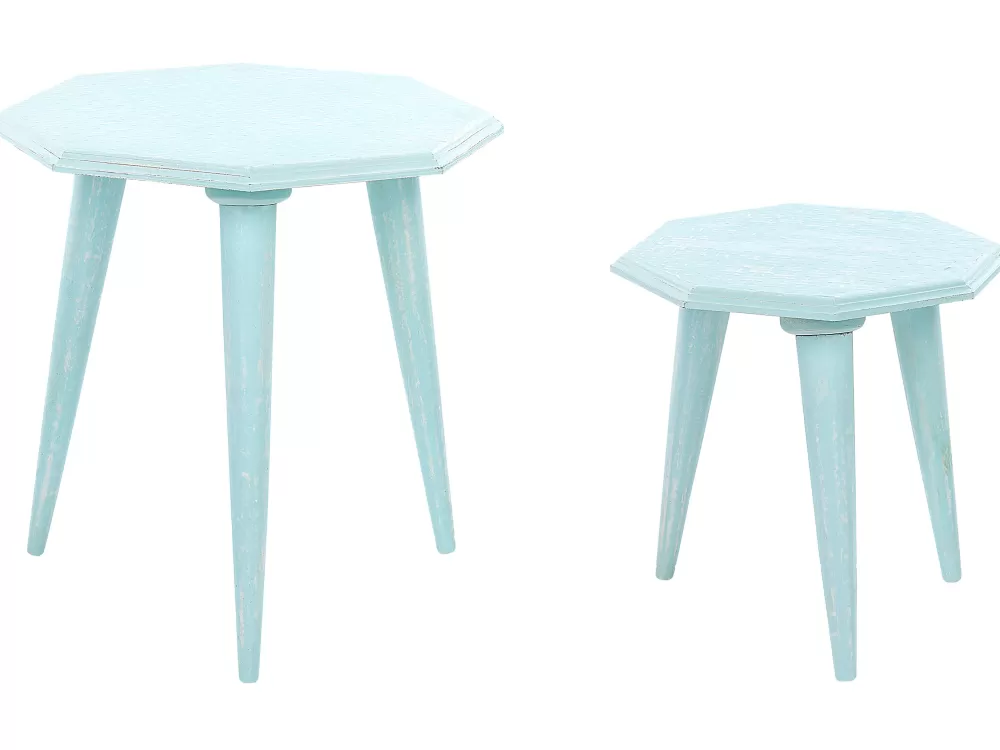 Elegante Set di 2 Tavolini Laterali Beliani - Azzurro Chiaro per Arredamento Moderno