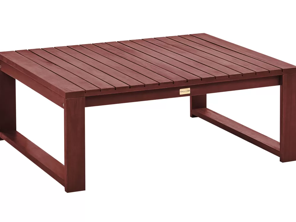 Beliani Timor II - Tavolino Elegante in Legno di Acacia, Tonalità Marrone Mogano, Design Moderno e Conveniente per il Soggiorno